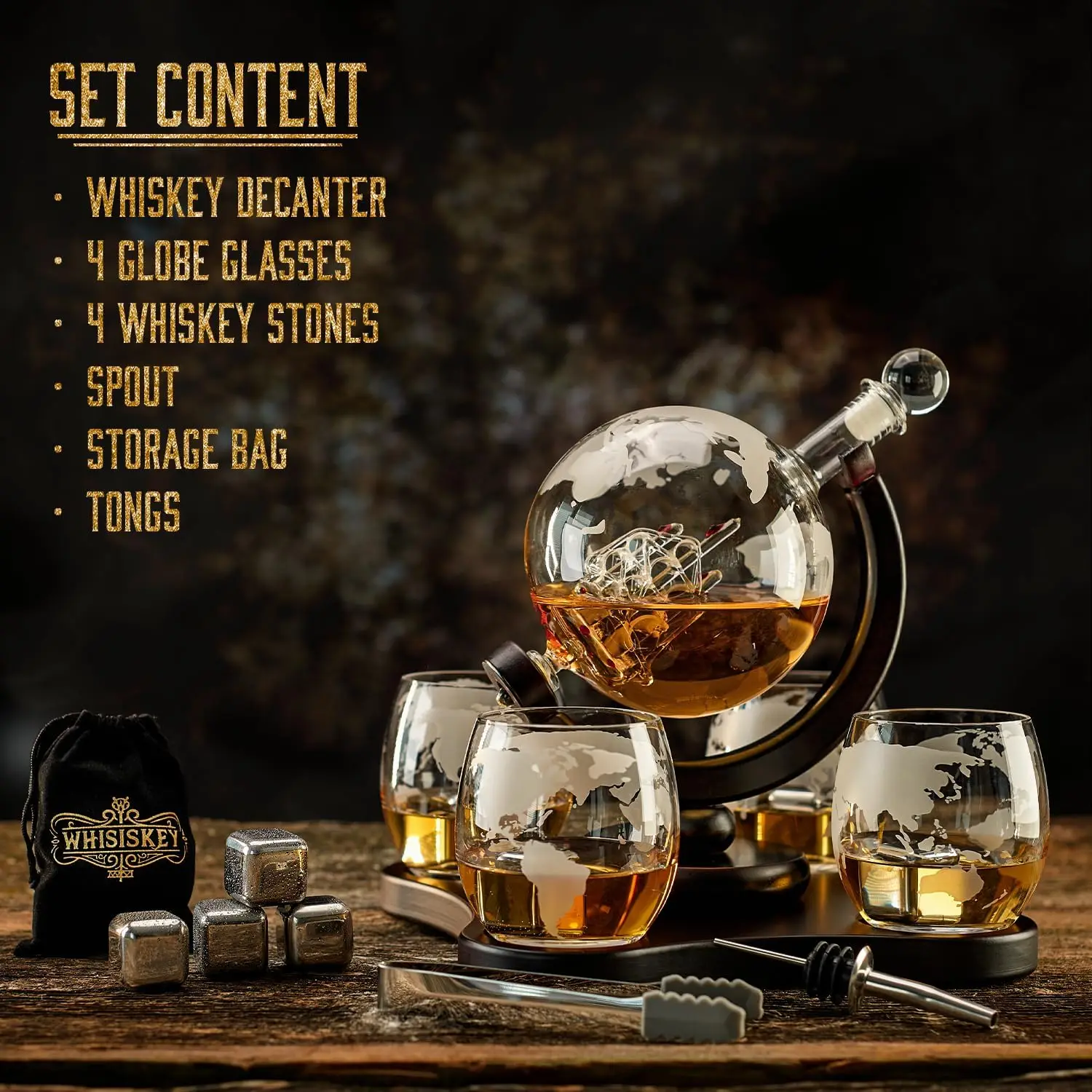 Decanter Globe Set - Nanihui botol kaca kreatif 4 cangkir,