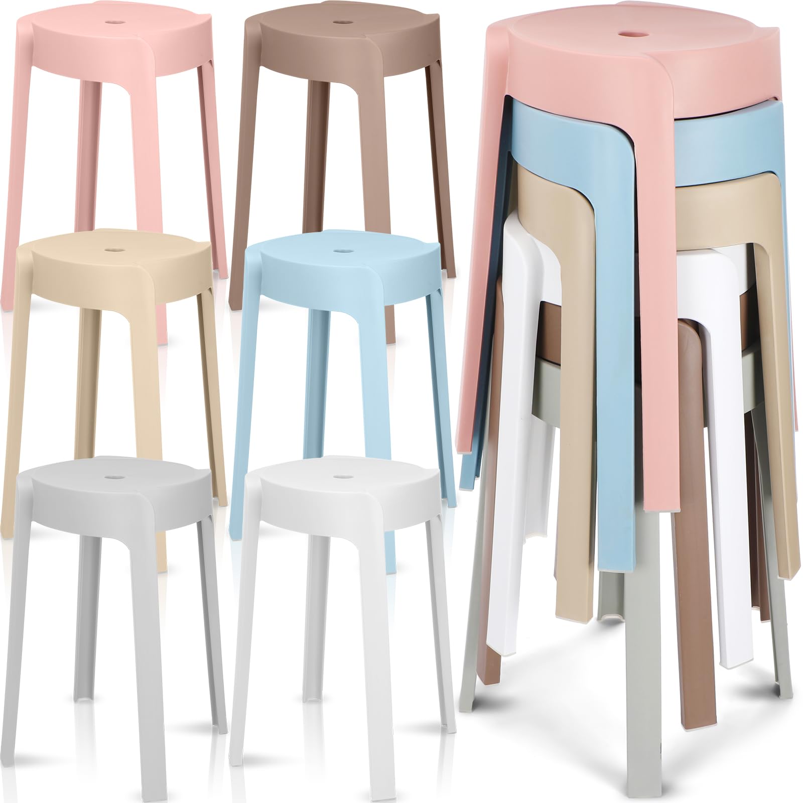 Home Bar Seating - 1/6 Paket Bangku Plastik yang Dapat