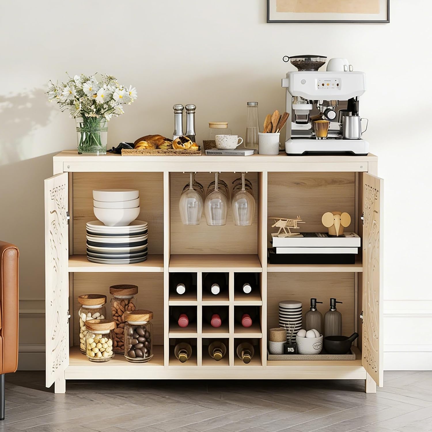 Home Bar And Cabinet - Lemari Bar Kayu dengan Rak Anggur
