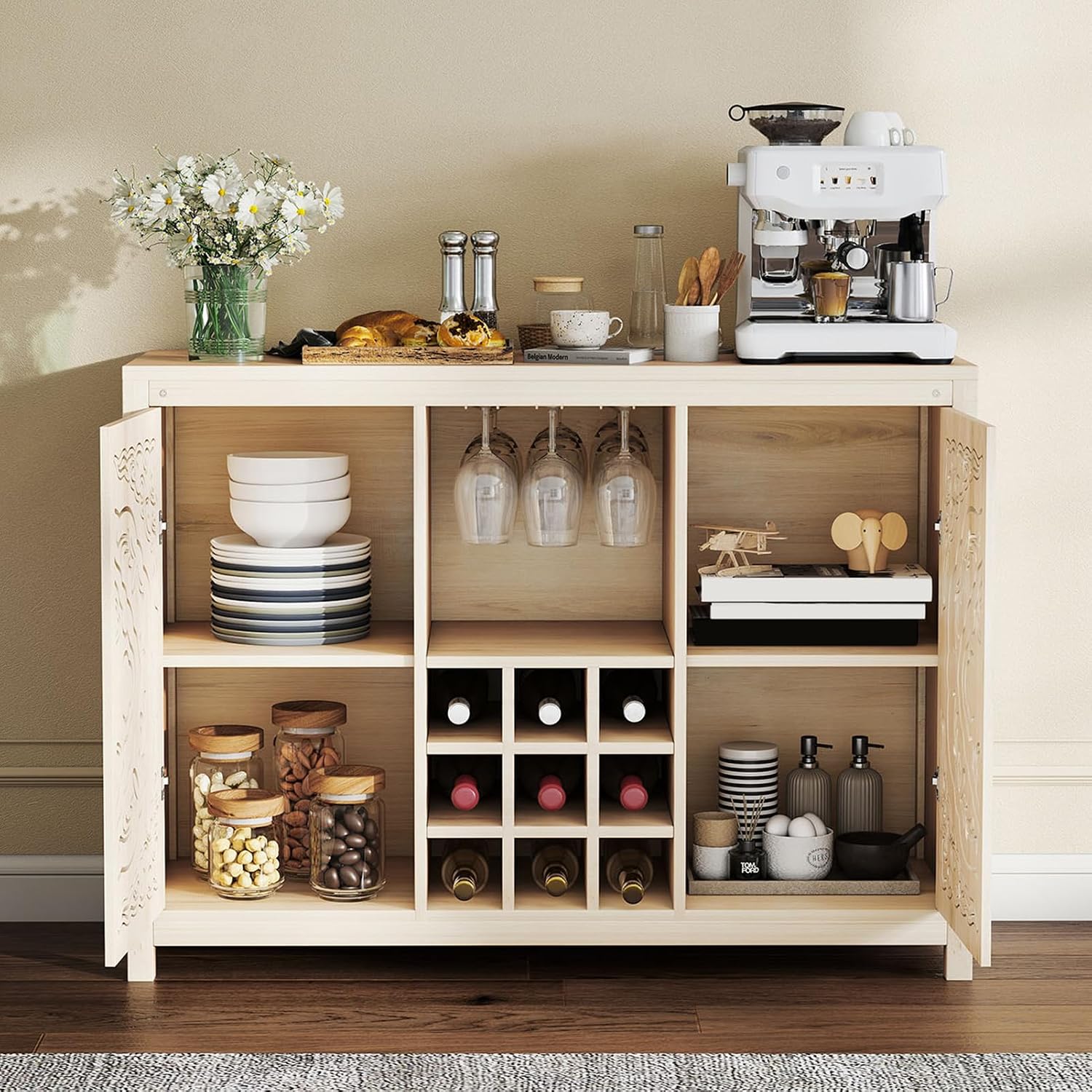 Lemari Bar Kayu dengan Rak Ang - Home Bar And Cabinet ulasan dan harga