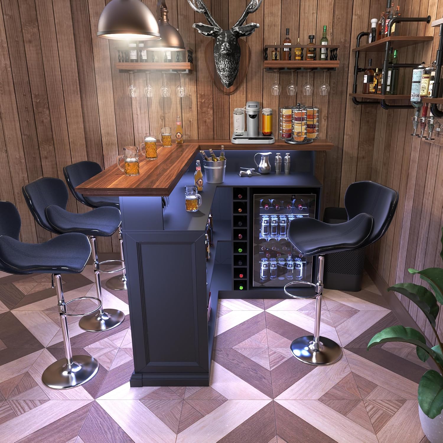 Kabinet Bar Rumah Bentuk-L den - Home Bar And Cabinet ulasan dan harga